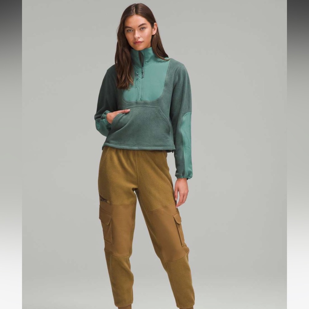 Lululemon Fleece + Ripstop Hiking Pullover Dark Forest / Medium Forest/ size 2